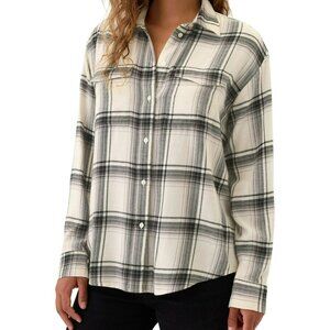 GAP Womens Oversized Relaxed Fit Flannel Big Shirt Sz XXL Button Front Gray NEW